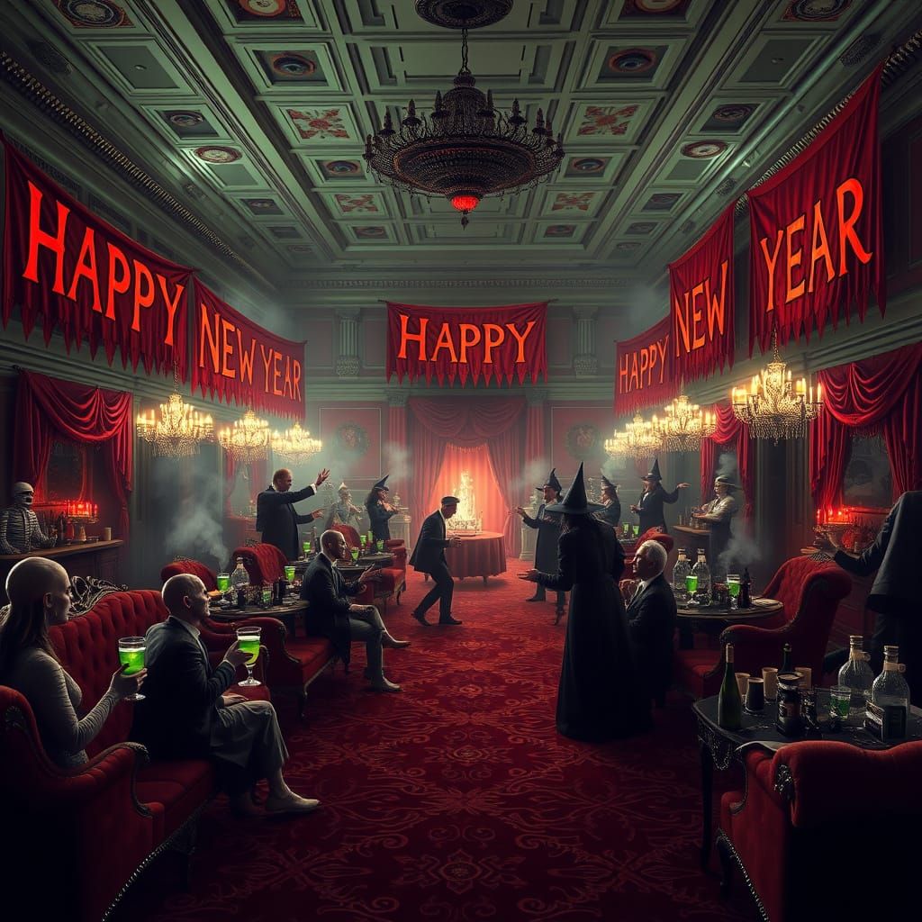 Halloween New Year's Ball with Monsters