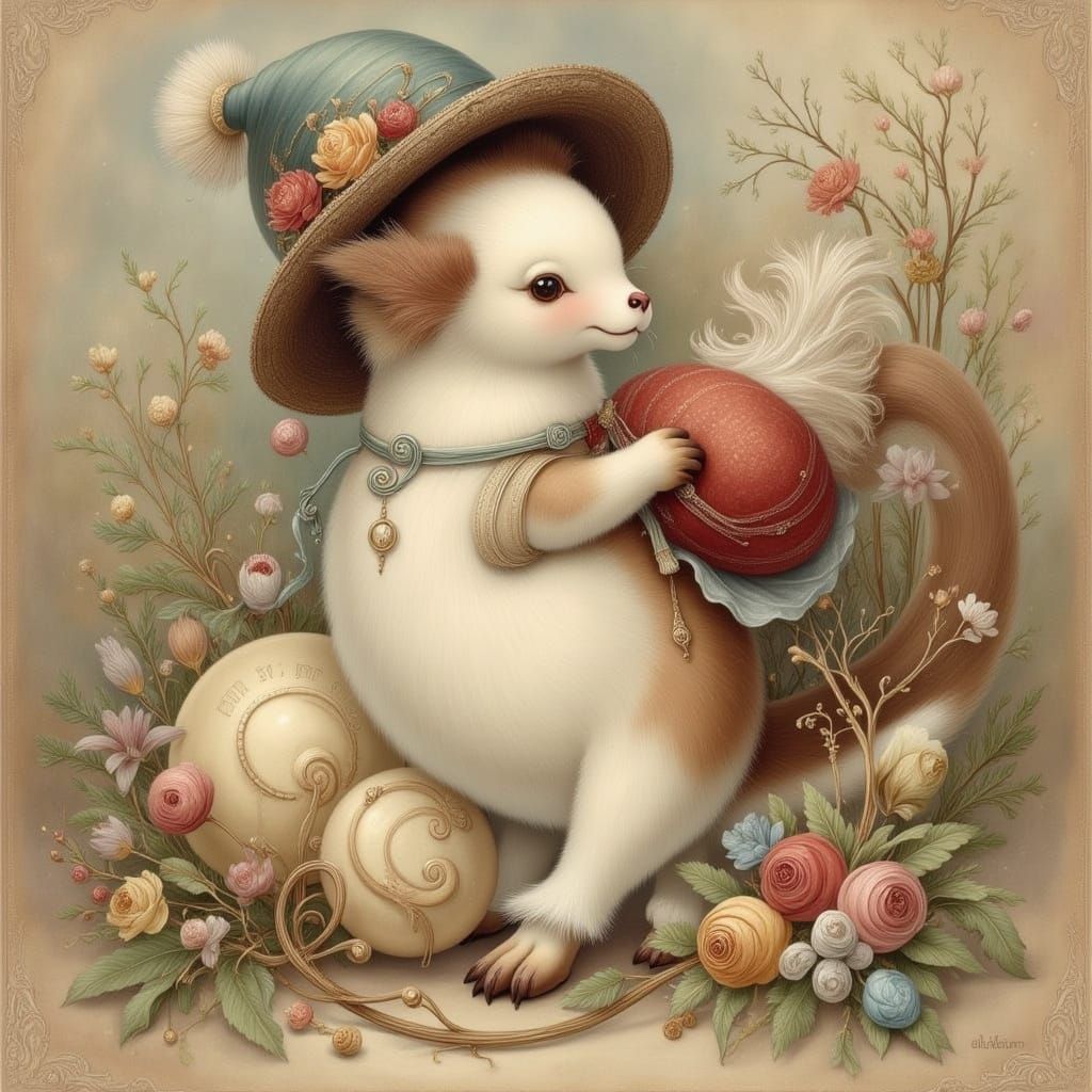 Pastel Christmas Scene with Cicada Song Elements