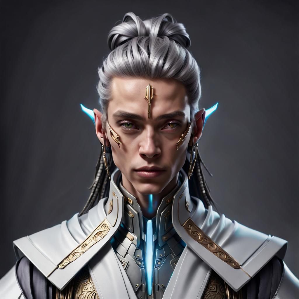 Cyberpunk Fantasy Humanoid Portrait in Robes