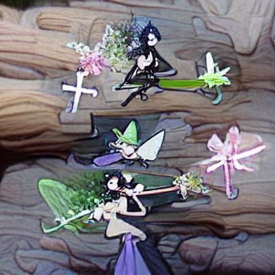 Gothic Sword Fairies in Mossy Flower Garden