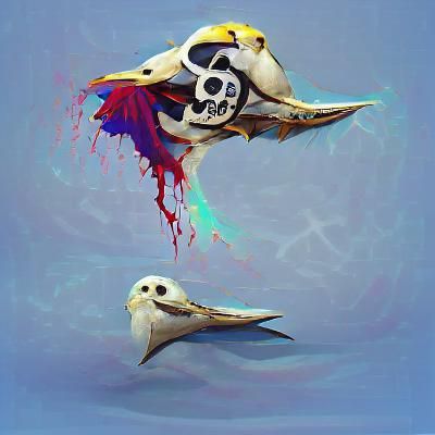 Pirate Seagull Perched on Skull
