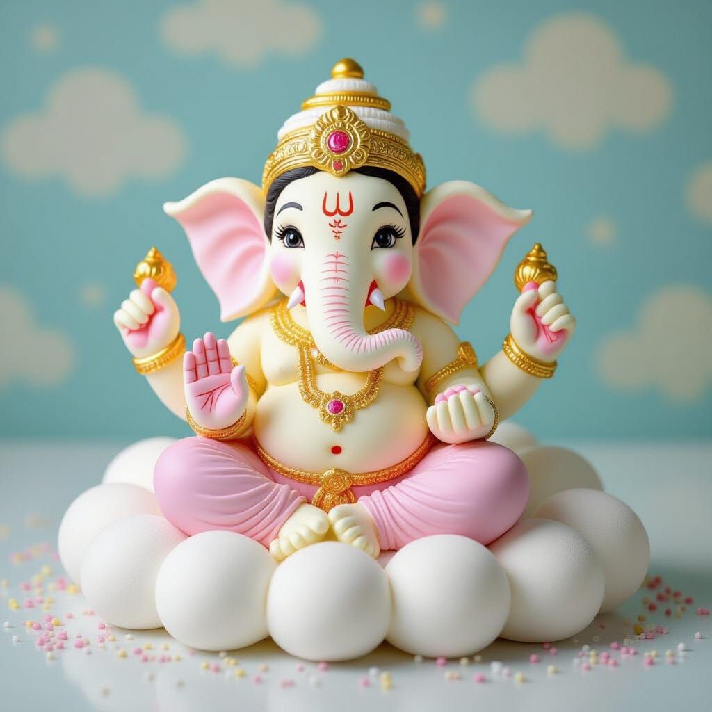 Marshmallow Ganesha: Dreamy Pop Art Sculpture
