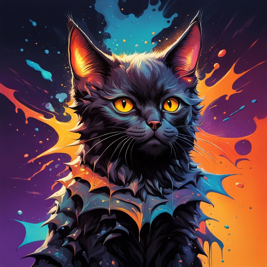 Hyperrealistic Bat-Cat's Existential Crisis