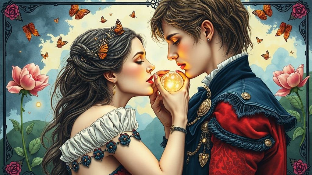 The Lovers, A fantasy tarot card