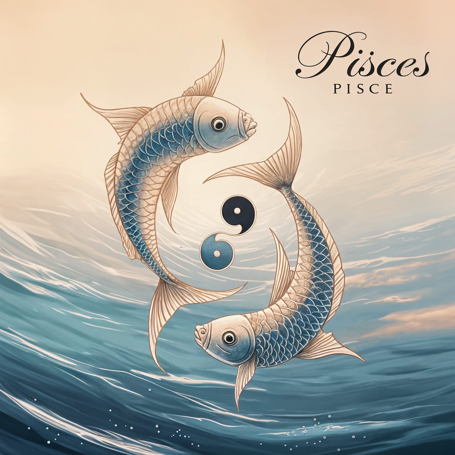 Ethereal Fish in Yin Yang Harmony, in Painterly Style