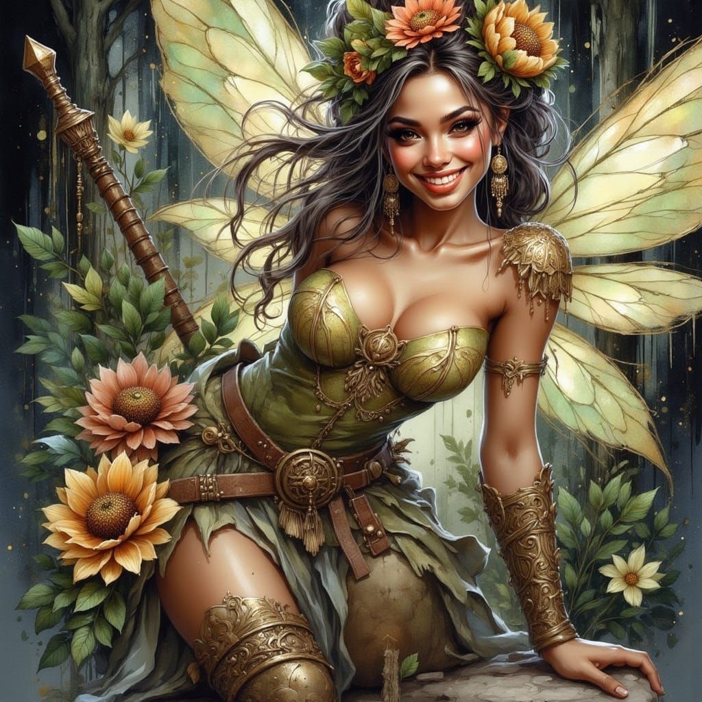 Voluptuous Fairy Warrior in a Dazzling Boris Vallejo-Inspire...