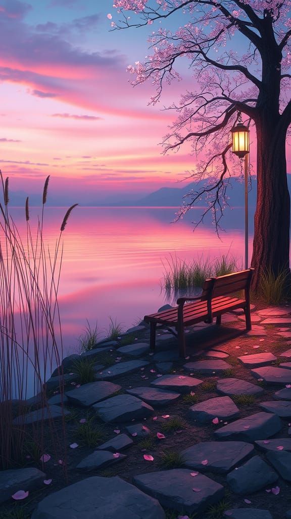 riverbank just after sunset