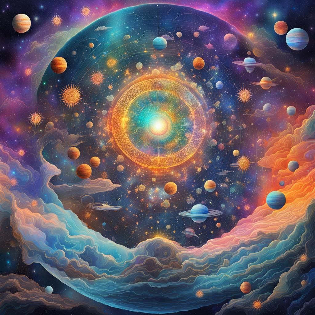 Google Logo in Cosmic Astral Illustration