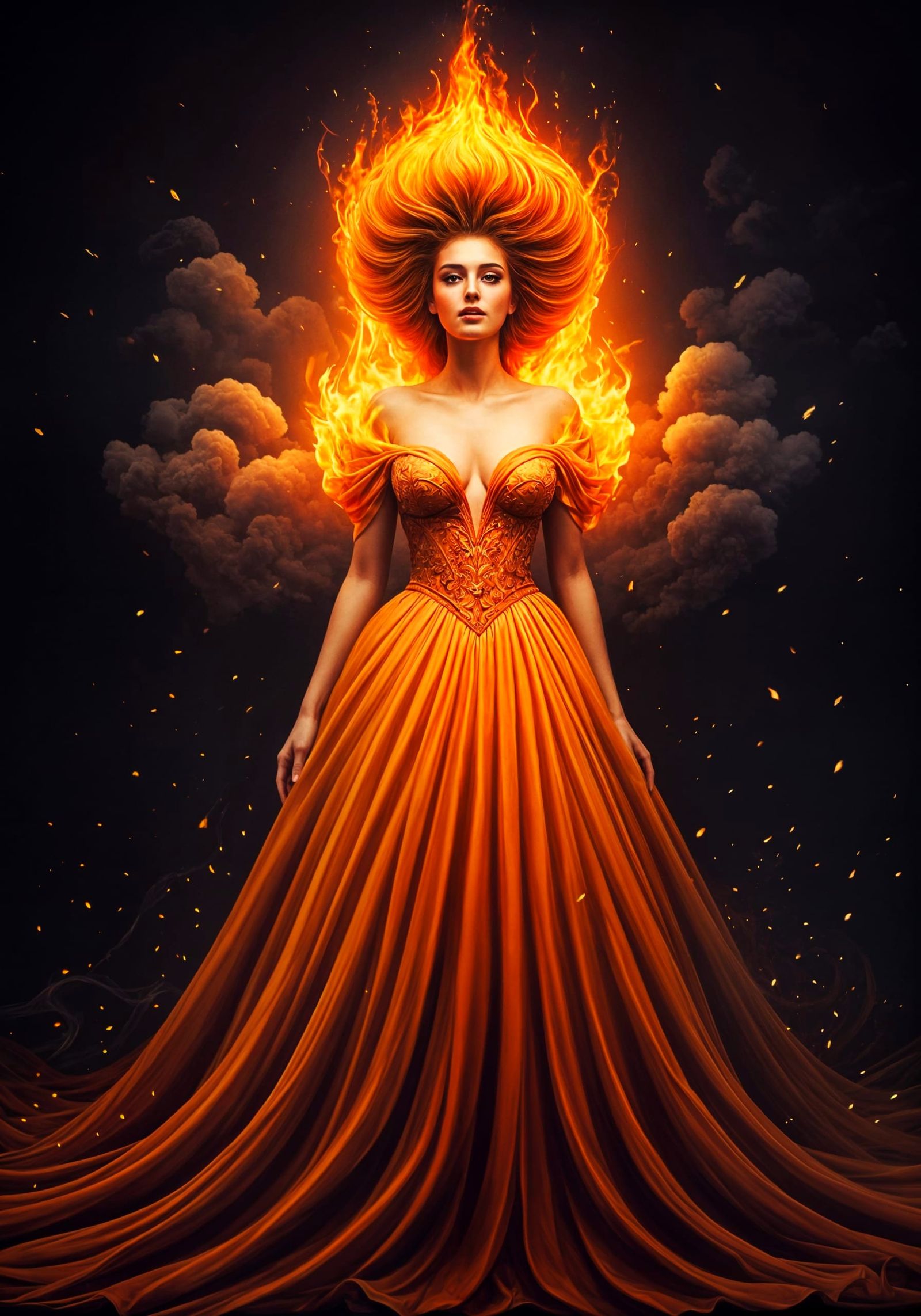 Woman in Gown of Fire: A Fiery Masterpiece