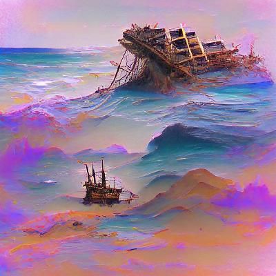 Haunting Shipwreck on a Desolate Shore