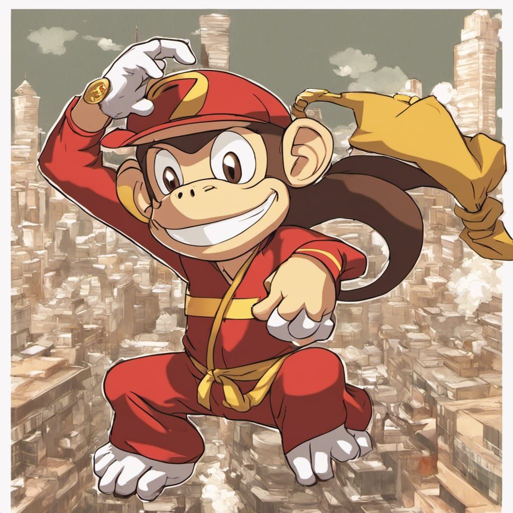 Diddy Kong in Anime Key Visual Style