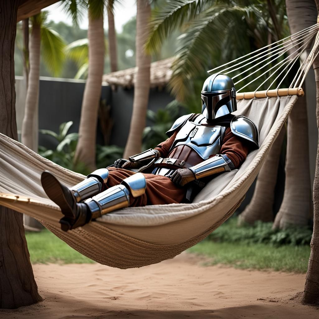 Crusader Mandalorian Knight Asleep in Hammock