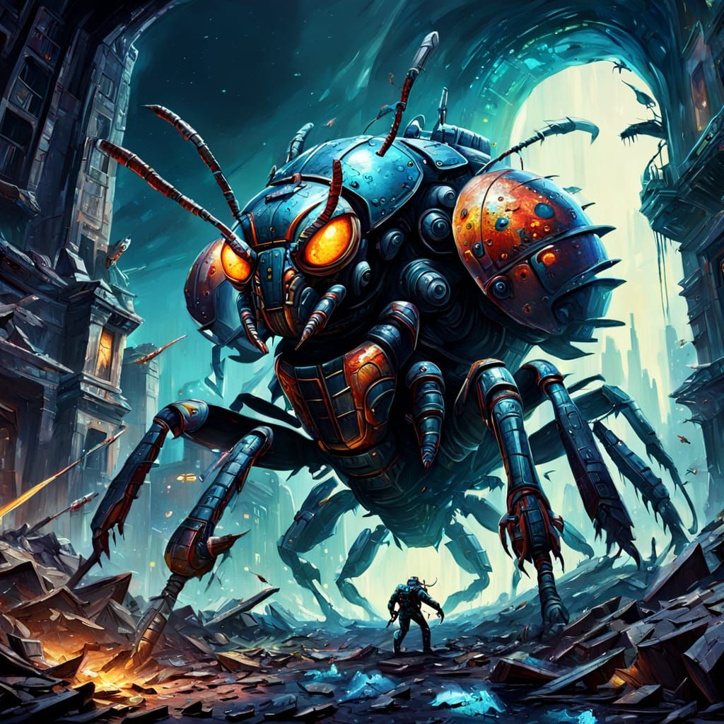 El Eternauta Fights Giant Bugs in Ruined City