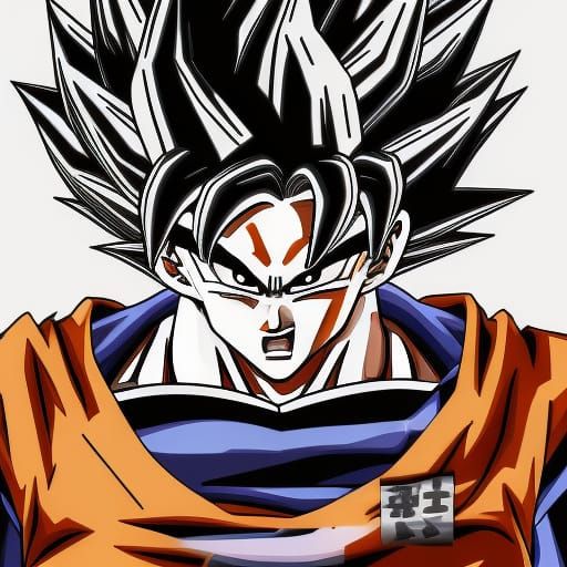 Dramatic Dragon Ball Character Portrait in Splash Art Style