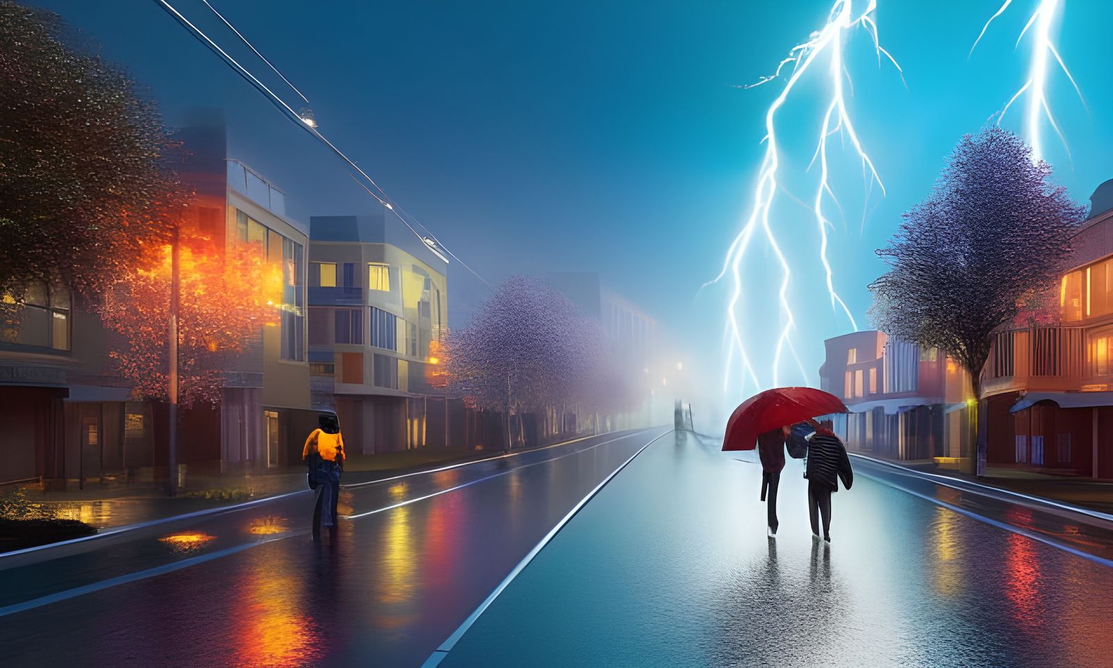 Dystopian Rainy Street Scene in High Resolution