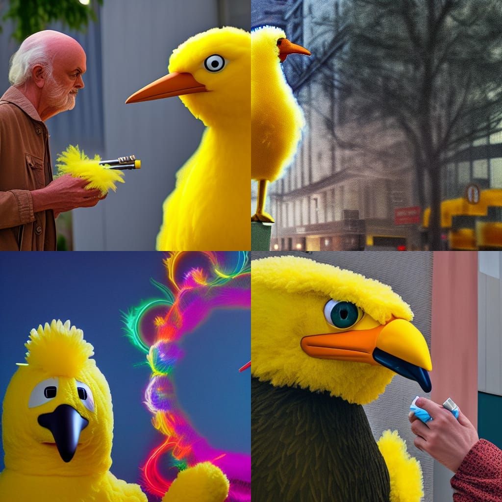Ram Dass Lights Big Bird's Cigarette: Hyperrealism
