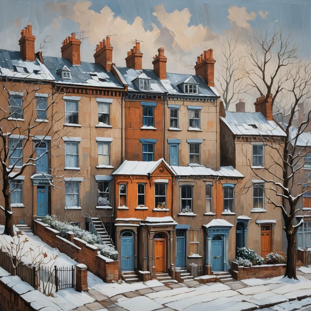 Manchester Terrace Houses in Ernst-Inspired Painting
