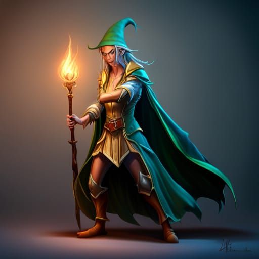 Hyperdetailed Elf Wizard Icon in Dark Fantasy Style