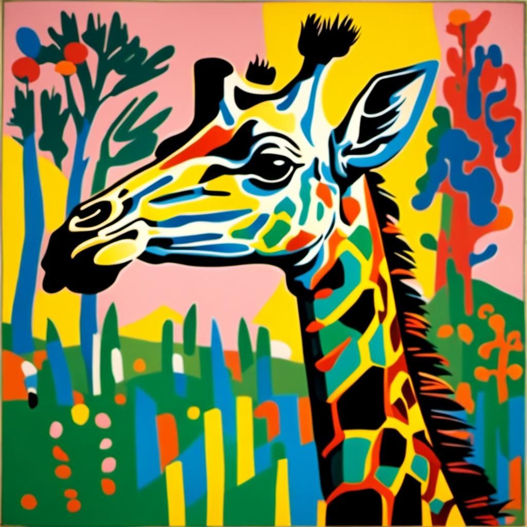 Expressive Giraffe in Fauvist Style with Pop Art Twist