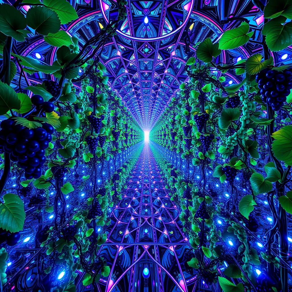 Ethereal Reflections in a Mirrored Alien Vineyard
