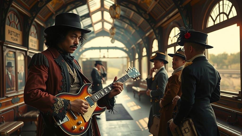 Jimi Hendrix Busking in Edwardian Train Station