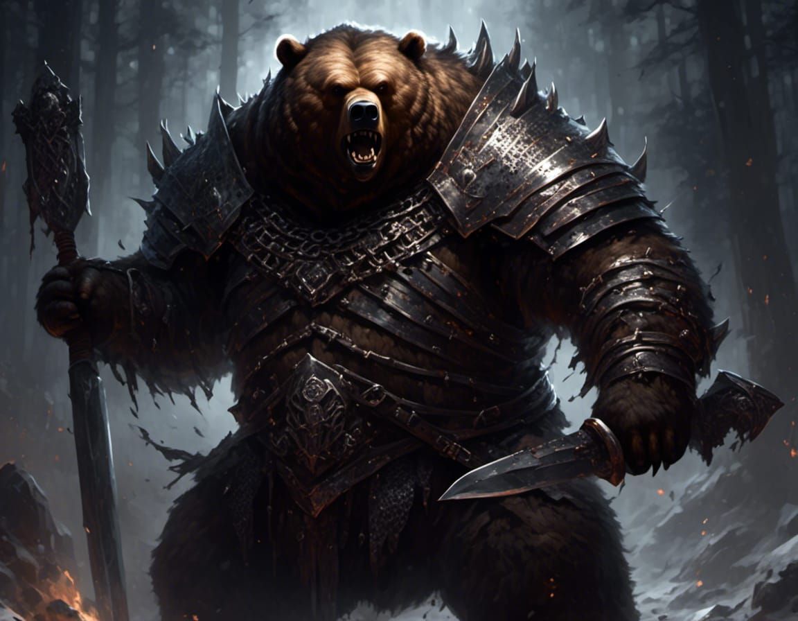 Shadow Barbarian Grizzly Bear Portrait