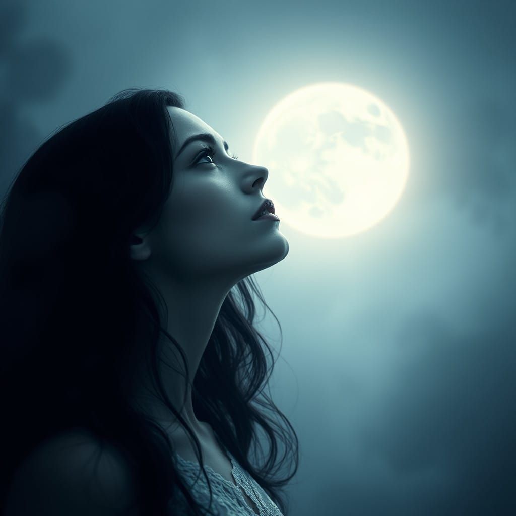 Gothic Moonlit Goddess in Ethereal Glow