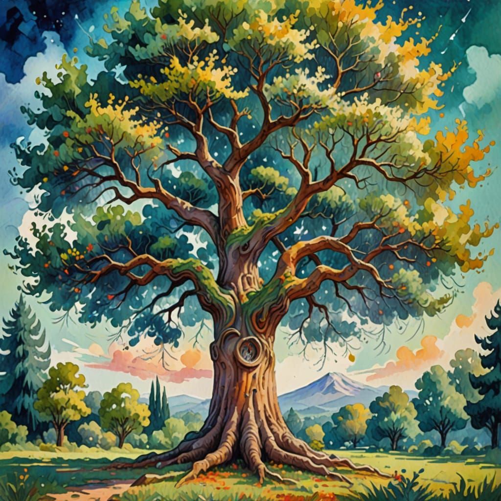 Epic Impressionist Masterpiece of a Magical Tree