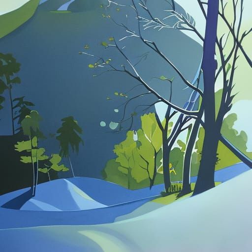 School in Detailed Gouache Painting