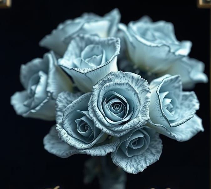 Surreal Glass Roses in an Ornate Frame