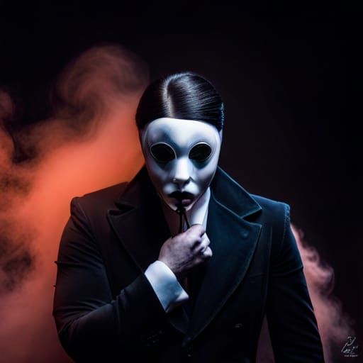 Sinister Masked Phantom in Dark Opera House