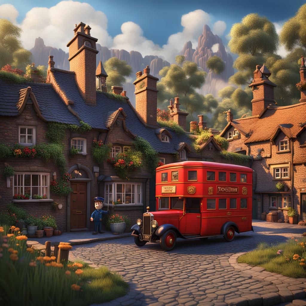 Postman Pat in Detailed Matte Painting