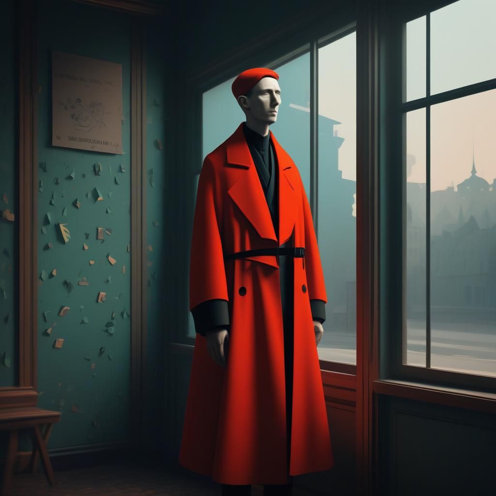 Contemplative Portrait in Early 20th-Century Style