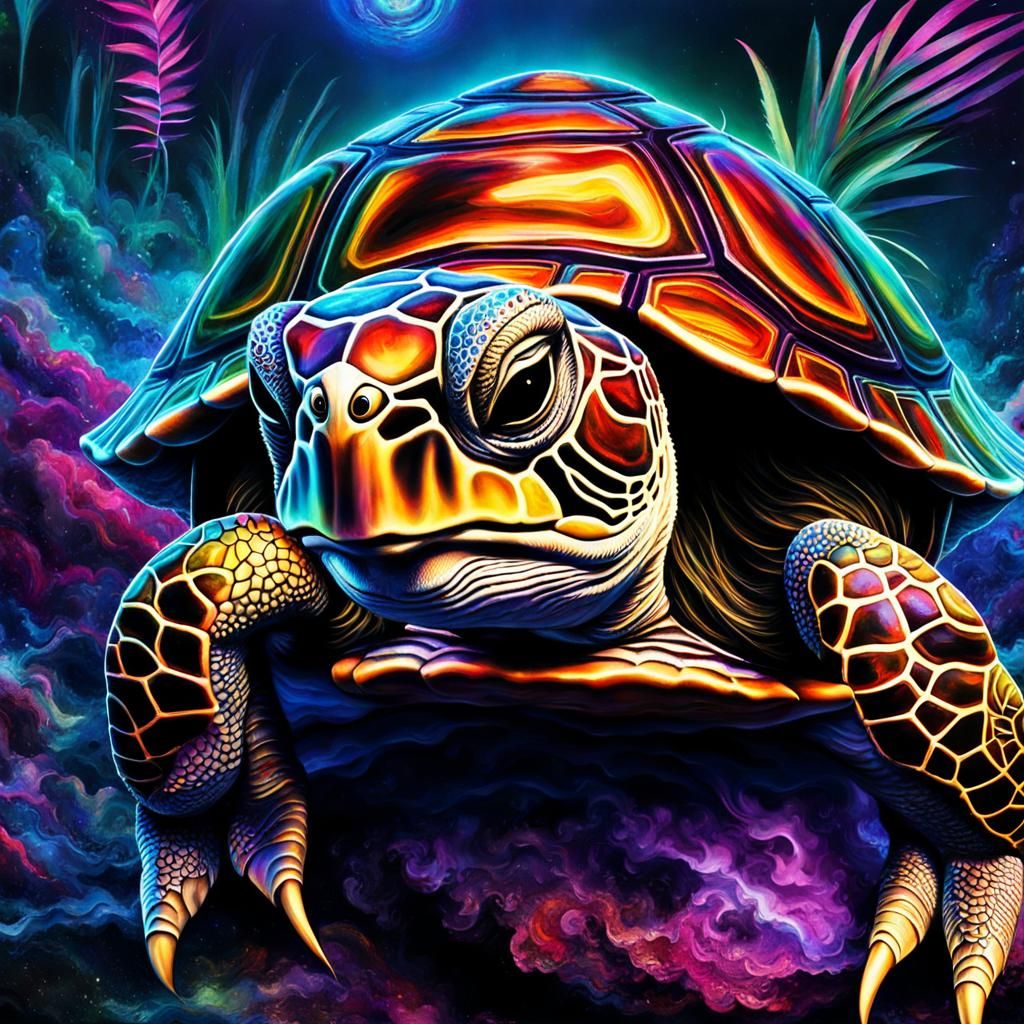 Creepy Turtle at a Darkwave Techno Party