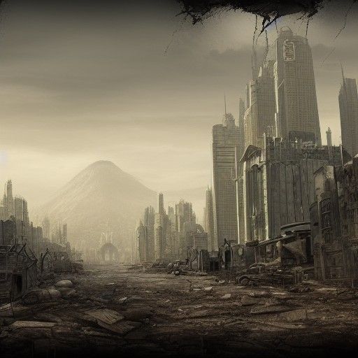Detailed Post-Apocalyptic City Matte Painting