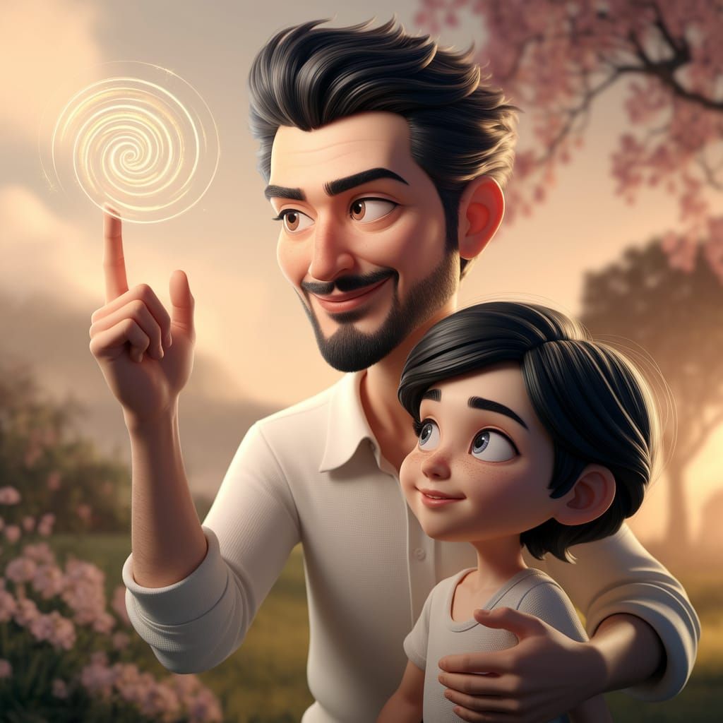 Enigmatic Gentleman Creates Whimsical Swirl with Curious Chi...