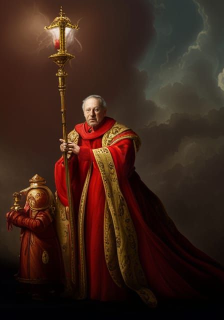 Cardinal with Sword and Censer in Baroque Style