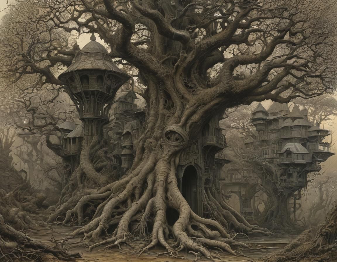 Surreal Tree of Thunder Dome Painting
