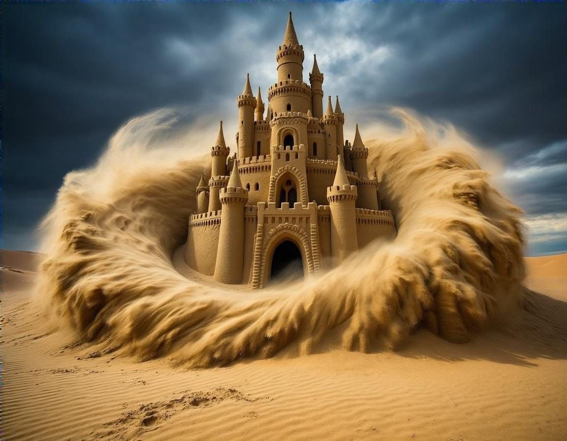 Majestic Sand Castle Rises From Desert Maelstrom