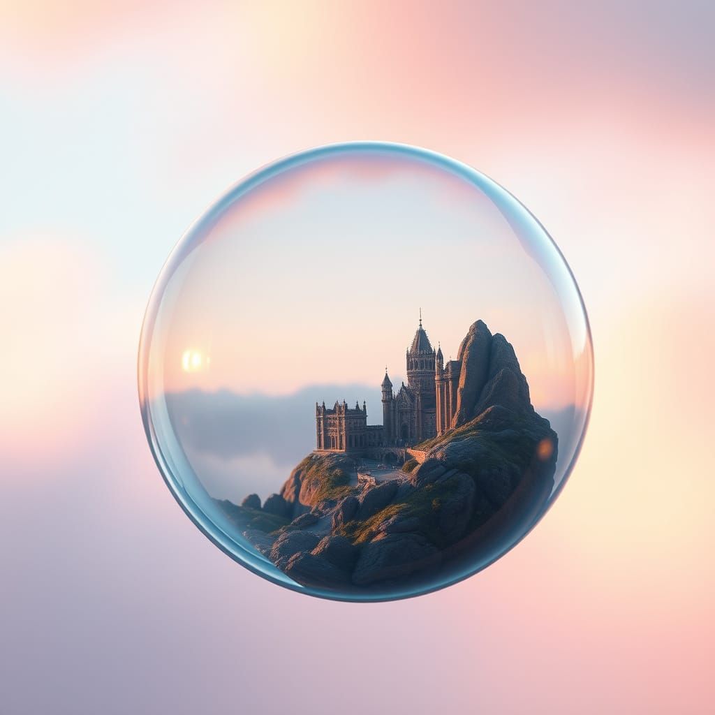 Surreal Soap Bubble Reflecting a Miniature World