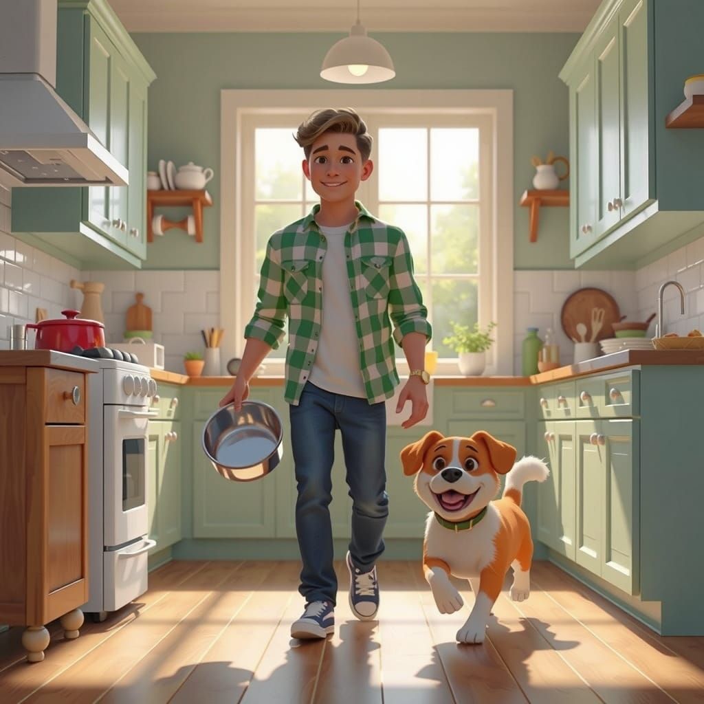 Dog Asks for Food in Pixar-Style 3D Render