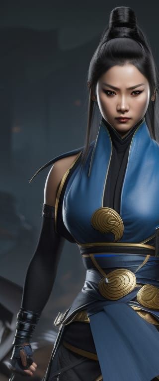 Kitana from Mortal Kombat 11 in Hyperdetailed Portrait