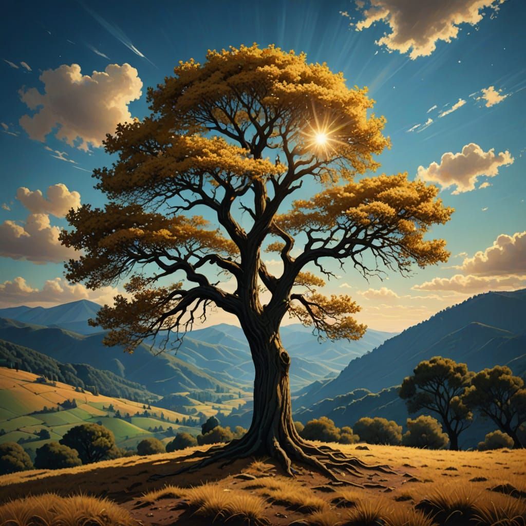 Golden Tree of Dreams in a Serene Valley