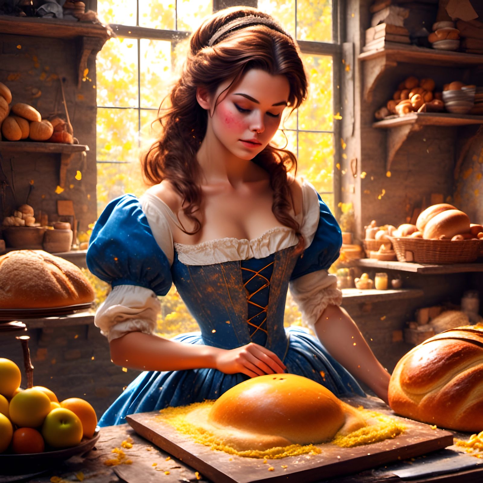 Princess Belle Baking Bread Portrait