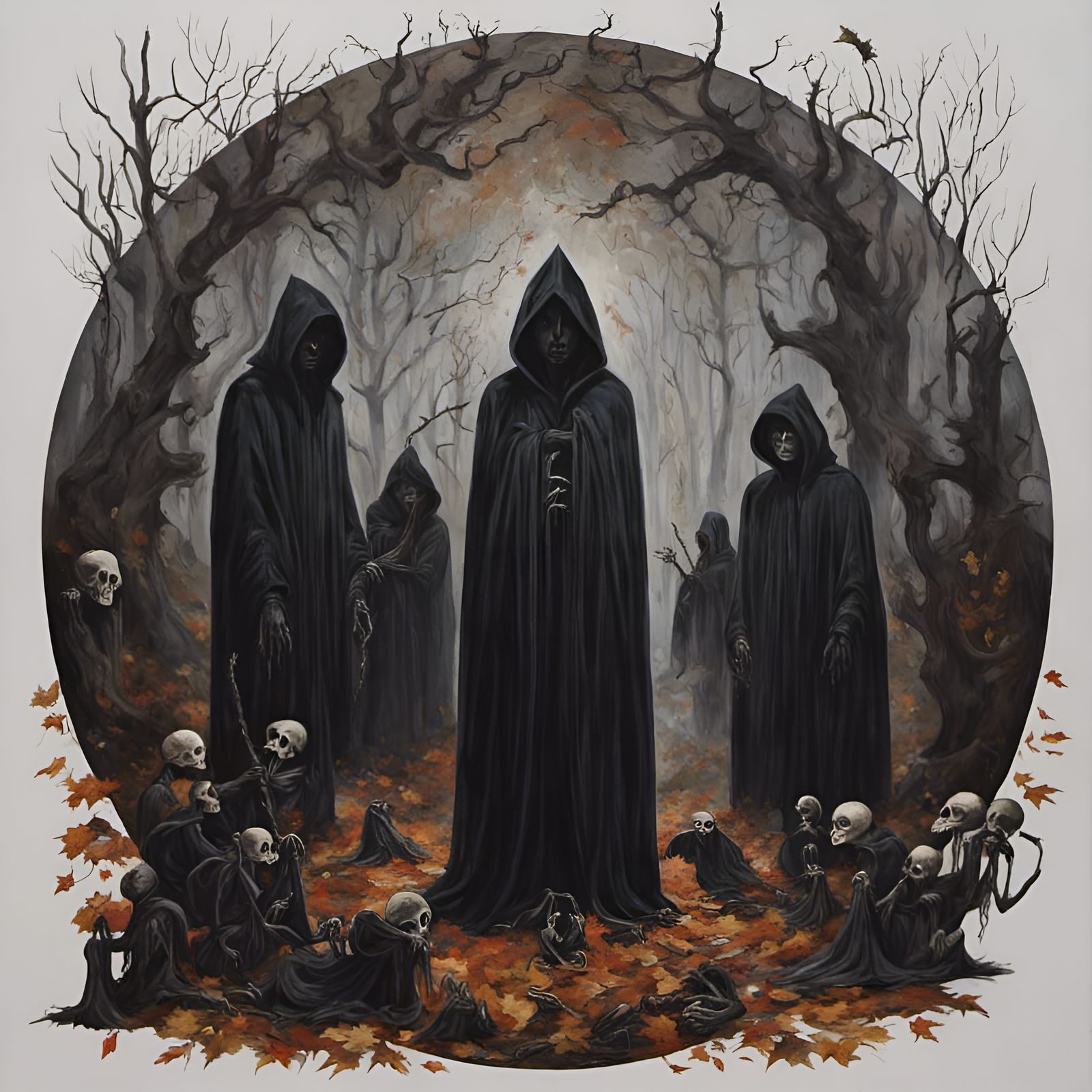 Surreal Cult Ceremony in Autumnal Forest
