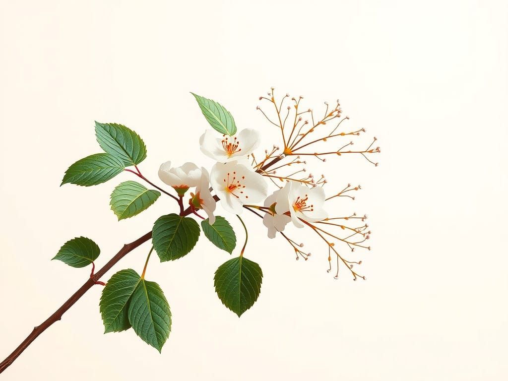 Delicate Viburnum Branch in Hyperrealistic Digital Art