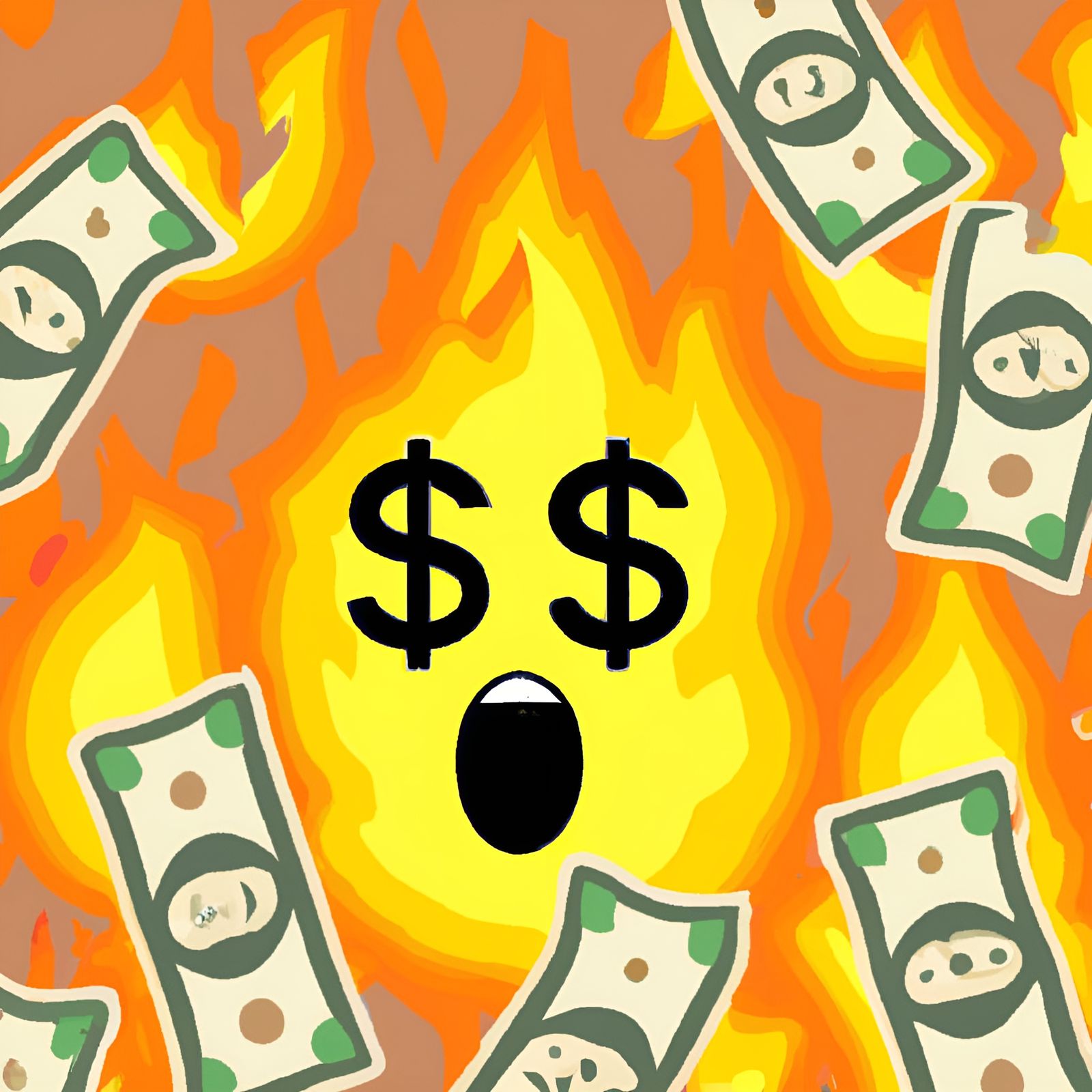 Money Ablaze: Fiery Euro Emoji Concept Art