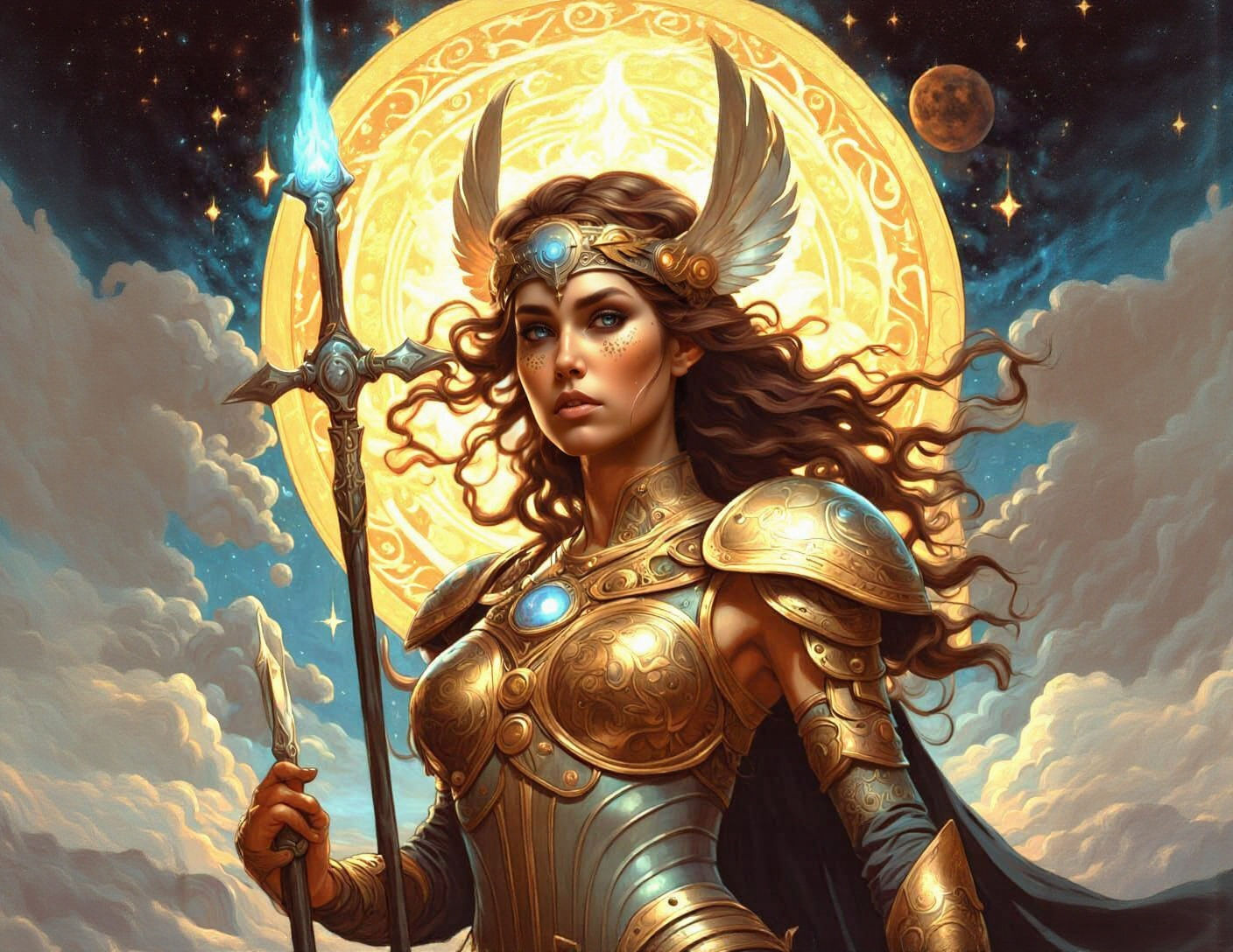 Valkyrie Warrior on Battlefield, Dark Fantasy Style