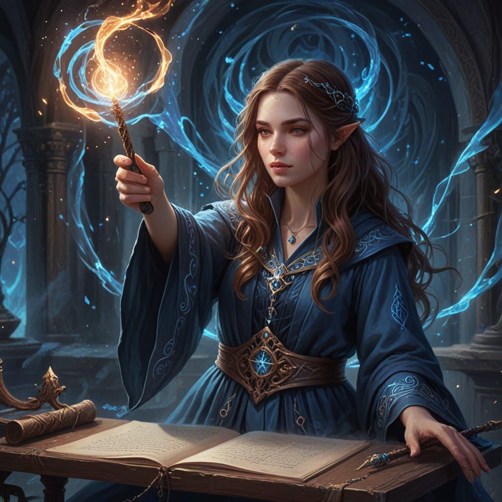 Young Sorceress with Plasma Wand: Fantasy Art