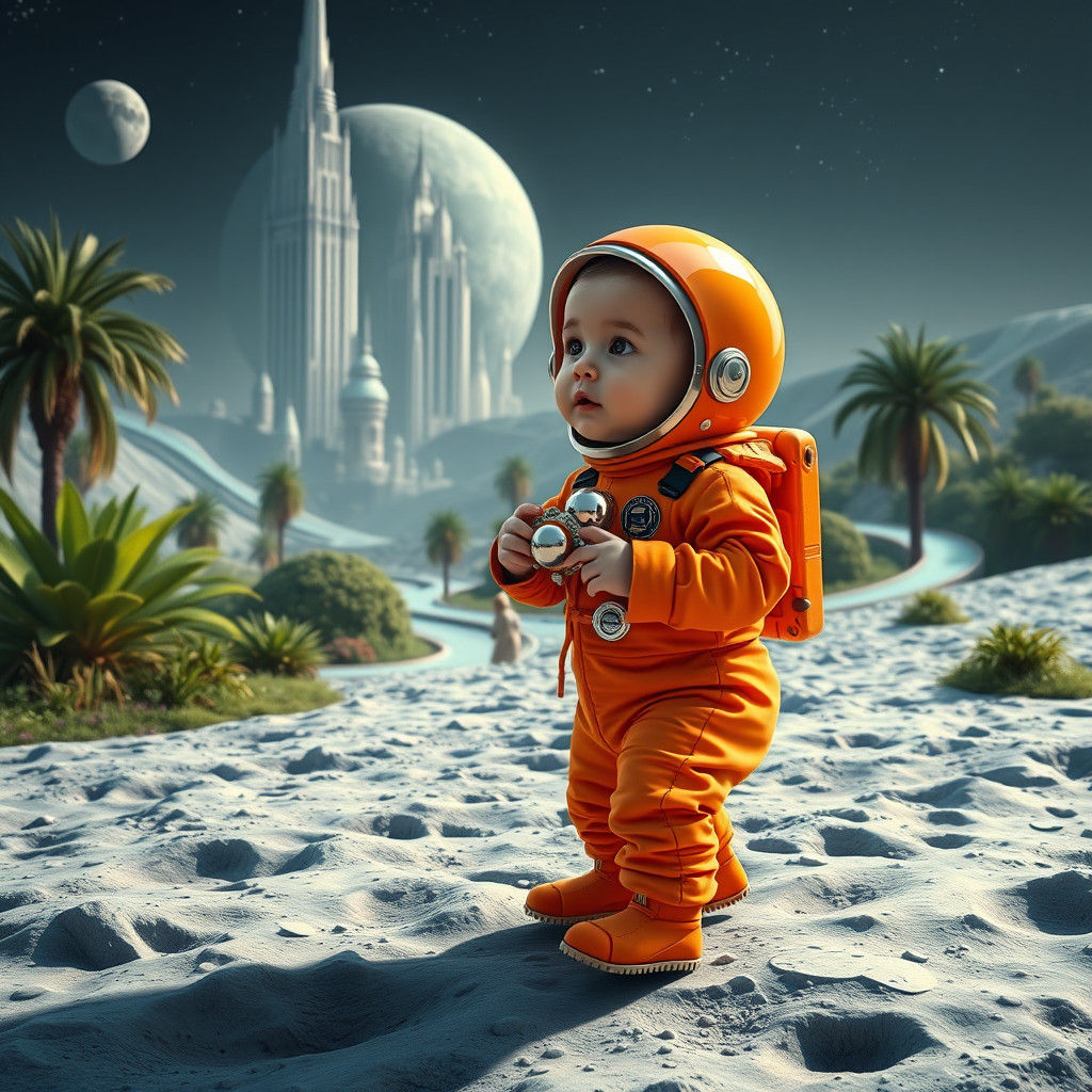 Baby Astronaut's Lunar Adventure: Futuristic Moon Colony